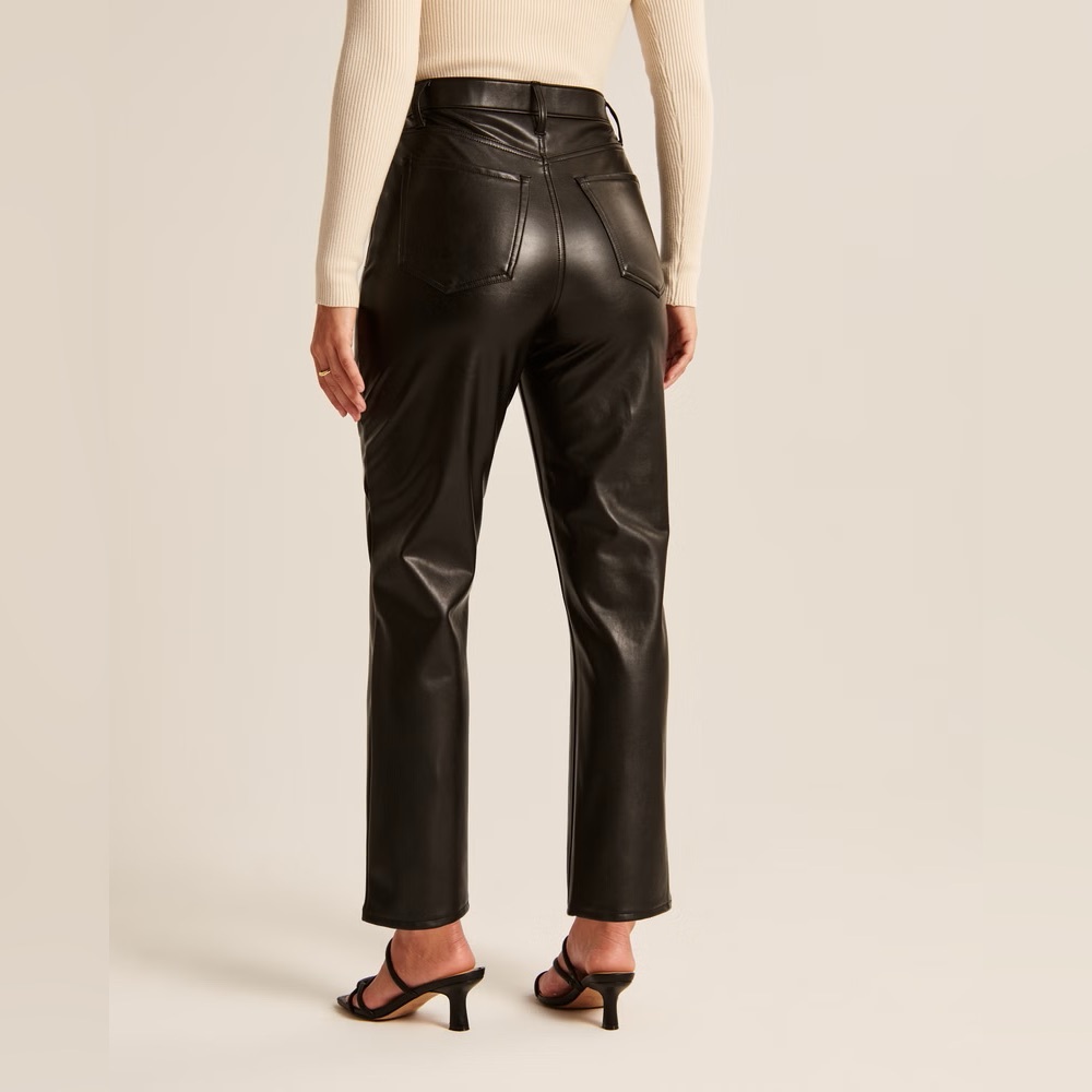 Abercrombie & Fitch Vegan Leather Ankle Straight Pant - Picture 8 of 8